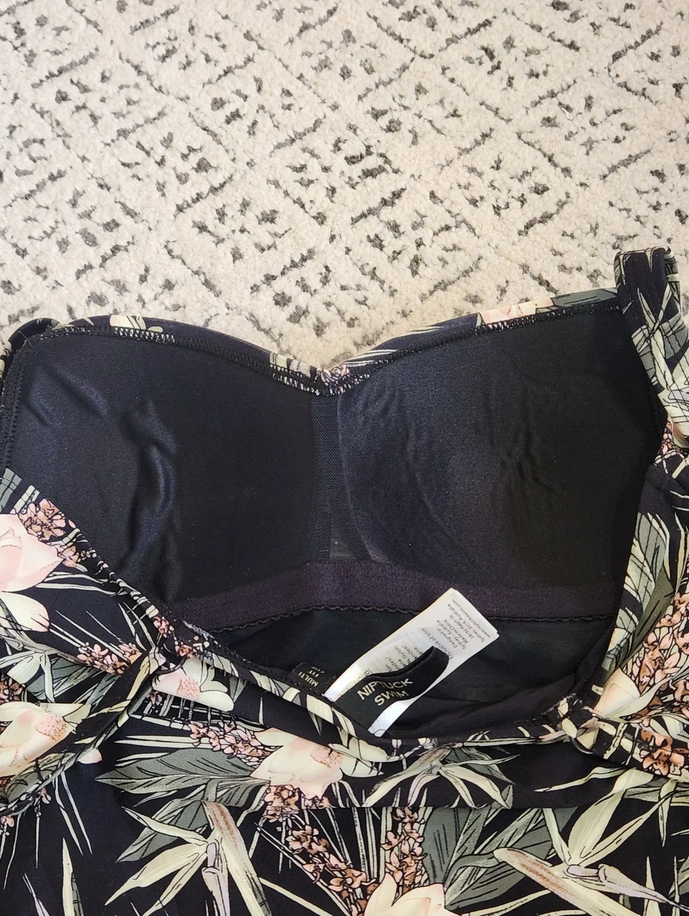 Nip Tuck Twist Front Flower One Piece Swimsuit Joanne Fern Gully Black Pink 6